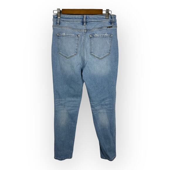 Kancan Womens size 5/26 High Rise Mom Distressed Denim Button Fly Jeans - Picture 3 of 11